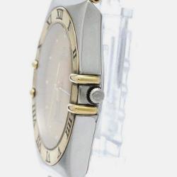 Pre Owned Omega Gold 18k Yellow Gold Stainless Steel Constellation 396.1070 Quartz Men's Wristwatch 33 mm