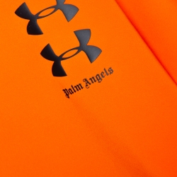 Pre Owned Palm Angels X Under Armour Orange Logo Print Neoprene Hoodie M
