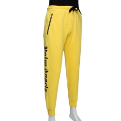 Palm Angels Yellow Side Logo Print Cotton Jogging Pants L