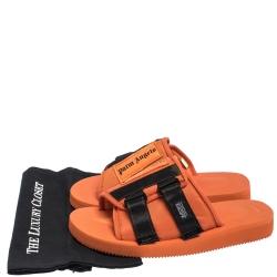 Palm Angels x Suicoke Orange/Black Canvas And Nylon Slide Sandals Size 42