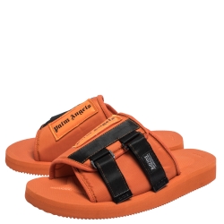 Palm Angels x Suicoke Orange/Black Canvas And Nylon Slide Sandals Size 42