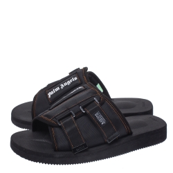 Palm Angels Black Fabric Suicoke Flat Sandals Size 42