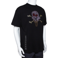 Pre Owned Palm Angels Black Cotton x Ice Cream Skull Embellished T Shirt L