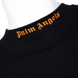 Pre Owned Palm Angels Black Cotton Neon Logo Print Long Sleeve T Shirt M 