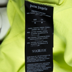 Pre Owned Palm Angels Neon Yellow Logo Print Cotton Long Sleeve T-Shirt M