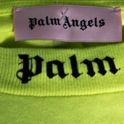 Pre Owned Palm Angels Neon Yellow Logo Print Cotton Long Sleeve T-Shirt M
