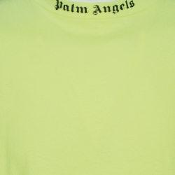 Pre Owned Palm Angels Neon Yellow Logo Print Cotton Long Sleeve T-Shirt M
