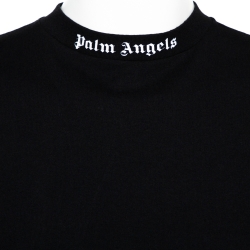 Pre Owned Palm Angels Black Logo Print Cotton Oversized T-Shirt M