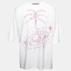 Palm Angels White Cotton Printed T-Shirt L