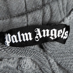 Palm Angels Grey Curved Logo Print Cotton Sweatpants S
