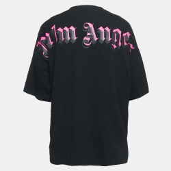 Palm Angels Black Logo Print Cotton Oversized T-Shirt XL