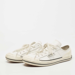 Palm Angels White Leather Lace Up Sneakers Size 42