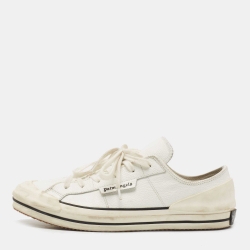Palm Angels White Leather Lace Up Sneakers Size 42