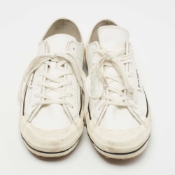Palm Angels White Leather Lace Up Sneakers Size 42