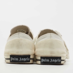 Palm Angels White Leather Lace Up Sneakers Size 42
