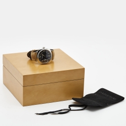 مملوكة مسبقًا Panerai Black Stainless Steel Leather Radiomir Black Seal PAM00183 Men's Wristwatch 45 mm