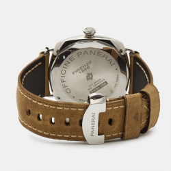 مملوكة مسبقًا Panerai Black Stainless Steel Leather Radiomir Black Seal PAM00183 Men's Wristwatch 45 mm