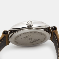 مملوكة مسبقًا Panerai Black Stainless Steel Leather Radiomir Black Seal PAM00183 Men's Wristwatch 45 mm