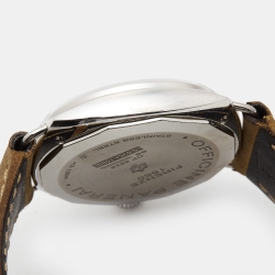 مملوكة مسبقًا Panerai Black Stainless Steel Leather Radiomir Black Seal PAM00183 Men's Wristwatch 45 mm