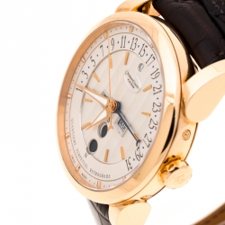 Parmigiani Fleurier Silver 18K Rose Gold Tonda Centum Men's Wristwatch 42 mm