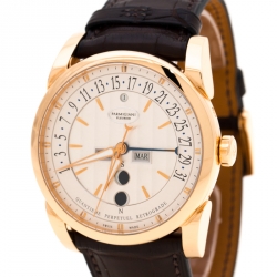 Parmigiani Fleurier Silver 18K Rose Gold Tonda Centum Men's Wristwatch 42 mm