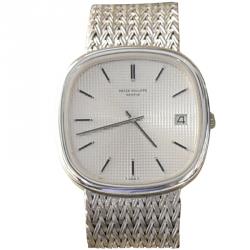 Patek Philippe Silver 18K White Gold Men's Wristwatch 35.5MM