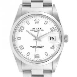 Pre Owned Rolex White Stainless Steel Date 15200 Men's Wristwatch 34MM