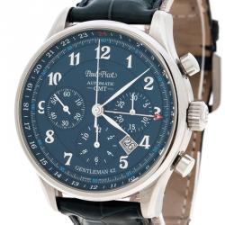 Paul Picot Blue Stainless Steel Gentleman 2031.S Mens Wrist Watch 42 mm