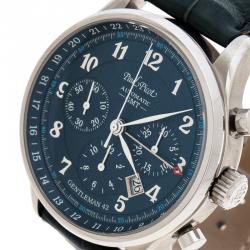Paul Picot Blue Stainless Steel Gentleman 2031.S Mens Wrist Watch 42 mm