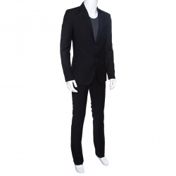 Pre Owned Philipp Plein Homme Black Stretch Wool Tailored Suit S