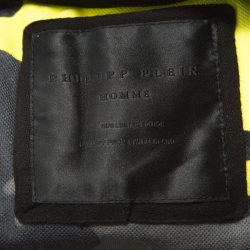 Pre Owned Philipp Plein Yellow Camouflage Print Cotton Volantine Polo T-Shirt 3XL