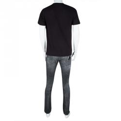 Pre Owned Philipp Plein Illegal Fight Club Smoke Grey Distressed Denim Super Straight Cut Jeans L