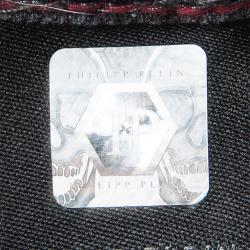 Pre Owned Philipp Plein Illegal Fight Club Smoke Grey Distressed Denim Super Straight Cut Jeans L