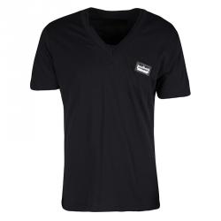 Pre Owned Philipp Plein Homme Black Logo Plaque Detail Noncommitted V Neck T-Shirt XL