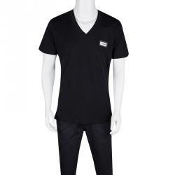 Pre Owned Philipp Plein Homme Black Logo Plaque Detail Noncommitted V Neck T-Shirt XL