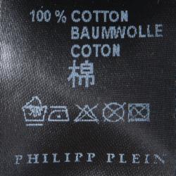 Pre Owned Philipp Plein Homme Black Logo Plaque Detail Noncommitted V Neck T-Shirt XL