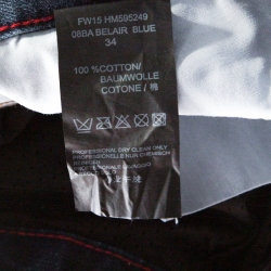 Pre Owned Philipp Plein Illegal Fight Club Indigo Crystal Skull Embellished Distressed Straight Cut Jeans L