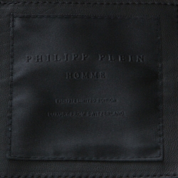 Pre Owned Philipp Plein Black & Grey Leather & Jersey Hooded Jacket XL