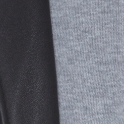 Pre Owned Philipp Plein Black & Grey Leather & Jersey Hooded Jacket XL