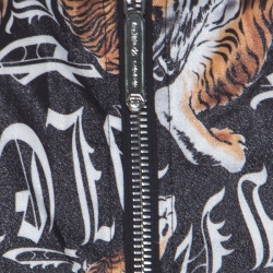 Pre Owned Philipp Plein Tiger Print Lurex Bomber Jacket L