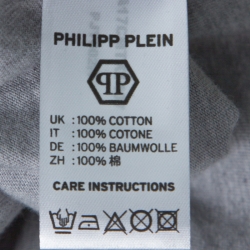 مملوكة مسبقًا Philipp Plein Grey Cotton Crystal Embellished Liberty Skull T-Shirt M
