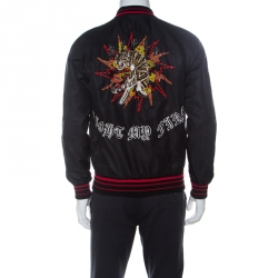 Pre Owned Phillipp Plein Black Embellished Tiger Bomber Jacket M