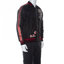 Pre Owned Phillipp Plein Black Embellished Tiger Bomber Jacket M