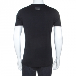 Pre Owned Philipp Plein Black Skull Print Cotton Crystal Embellished T-Shirt L