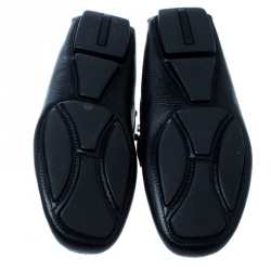 Pre Owned Philipp Plein Black Leather Studded Loafers Size 39.5