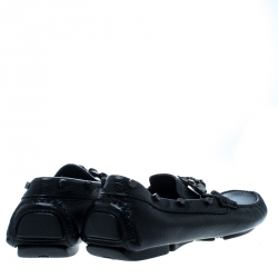 Pre Owned Philipp Plein Black Leather Studded Loafers Size 39.5