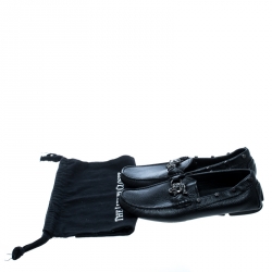 Pre Owned Philipp Plein Black Leather Studded Loafers Size 39.5