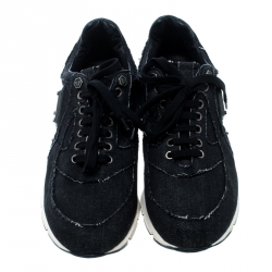 Pre Owned Philipp Plein Black Denim Sneakers Size 39