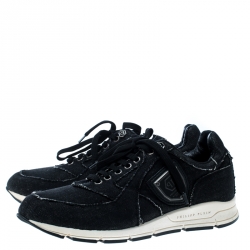 Pre Owned Philipp Plein Black Denim Sneakers Size 39