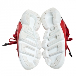 Philipp Plein Red Leather And Stretch Fabric Low Top Sneakers Size 40